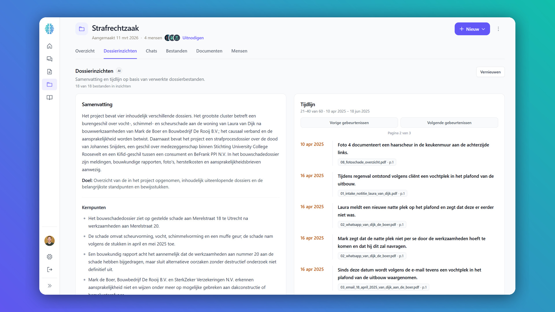 Lexboost automatische dossieranalyse met samenvatting en tijdlijn